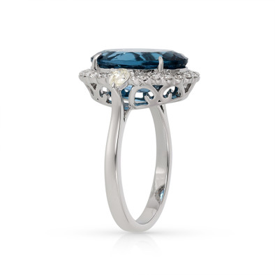  Inel Aur Alb 14K, London Topaz 6.70 Ct, Diamante 0. 65 Ct 5