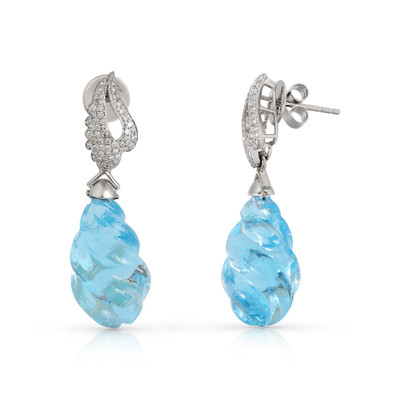  Cercei Aur Alb 14K, Swiss Topaz 38 Ct, Diamante 0. 42 Ct 3