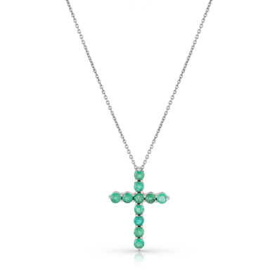  Colier Aur Alb 14K, Smaralde 0.66 Ct 