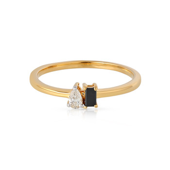 Inel Aur Galben 14K, Diamant  Alb 0.07 Ct, Diamant  Negru 0.06 Ct 1