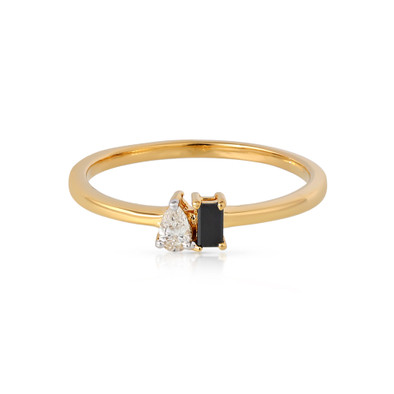  Inel Aur Galben 14K, Diamant  Alb 0.07 Ct, Diamant  Negru 0.06 Ct 1