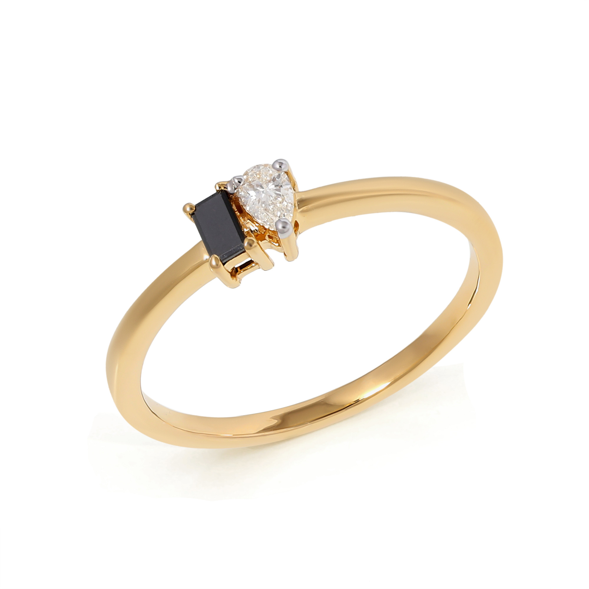  Inel Aur Galben 14K, Diamant  Alb 0.07 Ct, Diamant  Negru 0.06 Ct 3