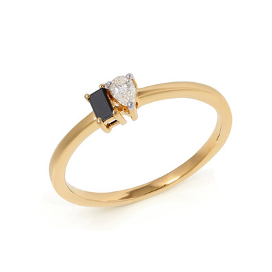  Inel Aur Galben 14K, Diamant  Alb 0.07 Ct, Diamant  Negru 0.06 Ct 3