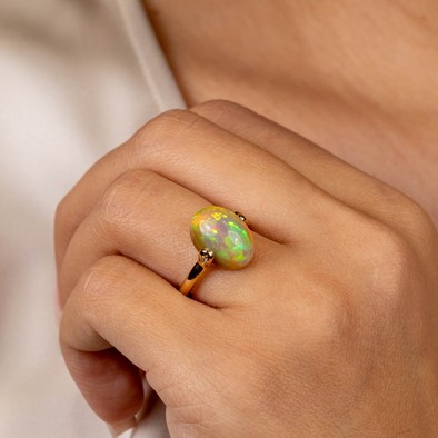  Inel Aur Galben 14K, Opal 5.00 Ct, Diamante 0.03 Ct 3