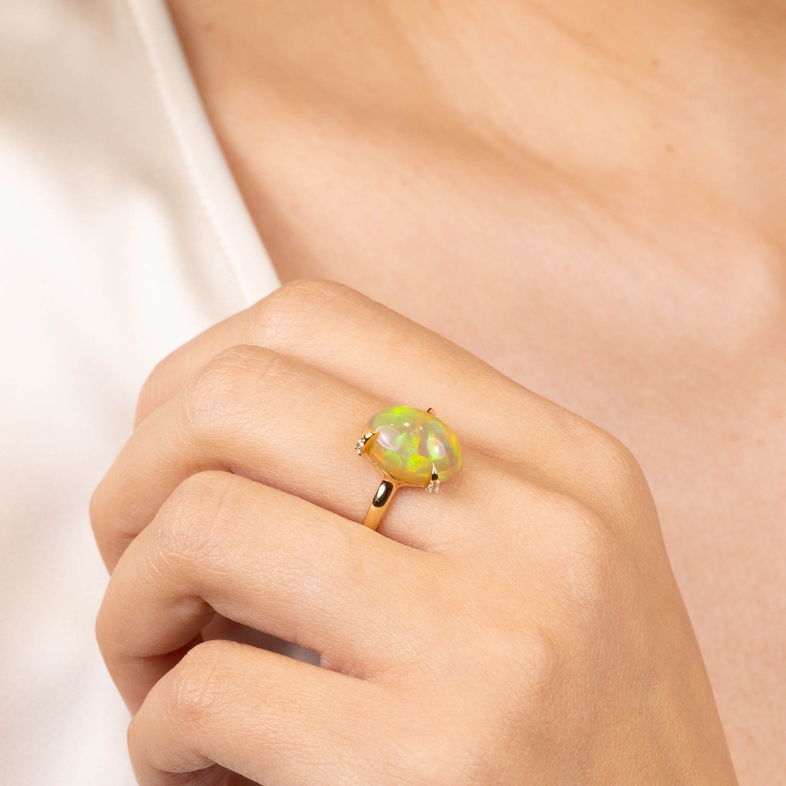  Inel Aur Galben 14K, Opal 4.25 Ct, Diamante 0.07 Ct 2