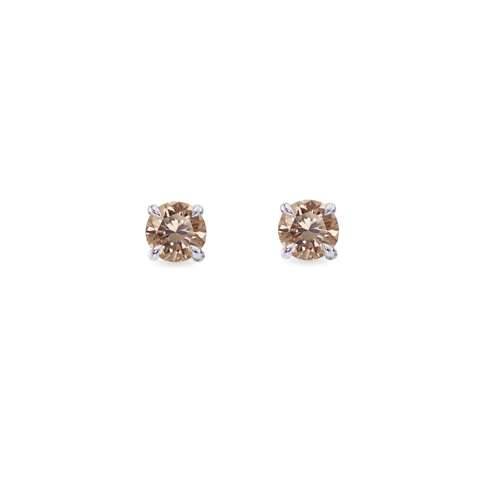  Cercei Aur Alb 18K, Diamante Champagne 1.05 Ct 1