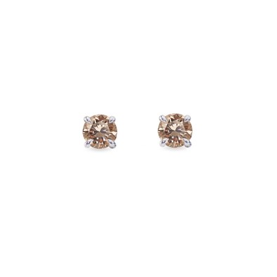  Cercei Aur Alb 18K, Diamante Champagne 1.05 Ct 1