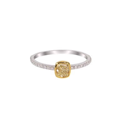  Inel Aur 18K, Diamant Canary Yellow 0.51 Ct, Diamante Incolore 0.28 Ct 1
