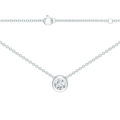  Colier Aur Alb 14k, Diamant Solitaire 0.11 Ct FG/VS 4