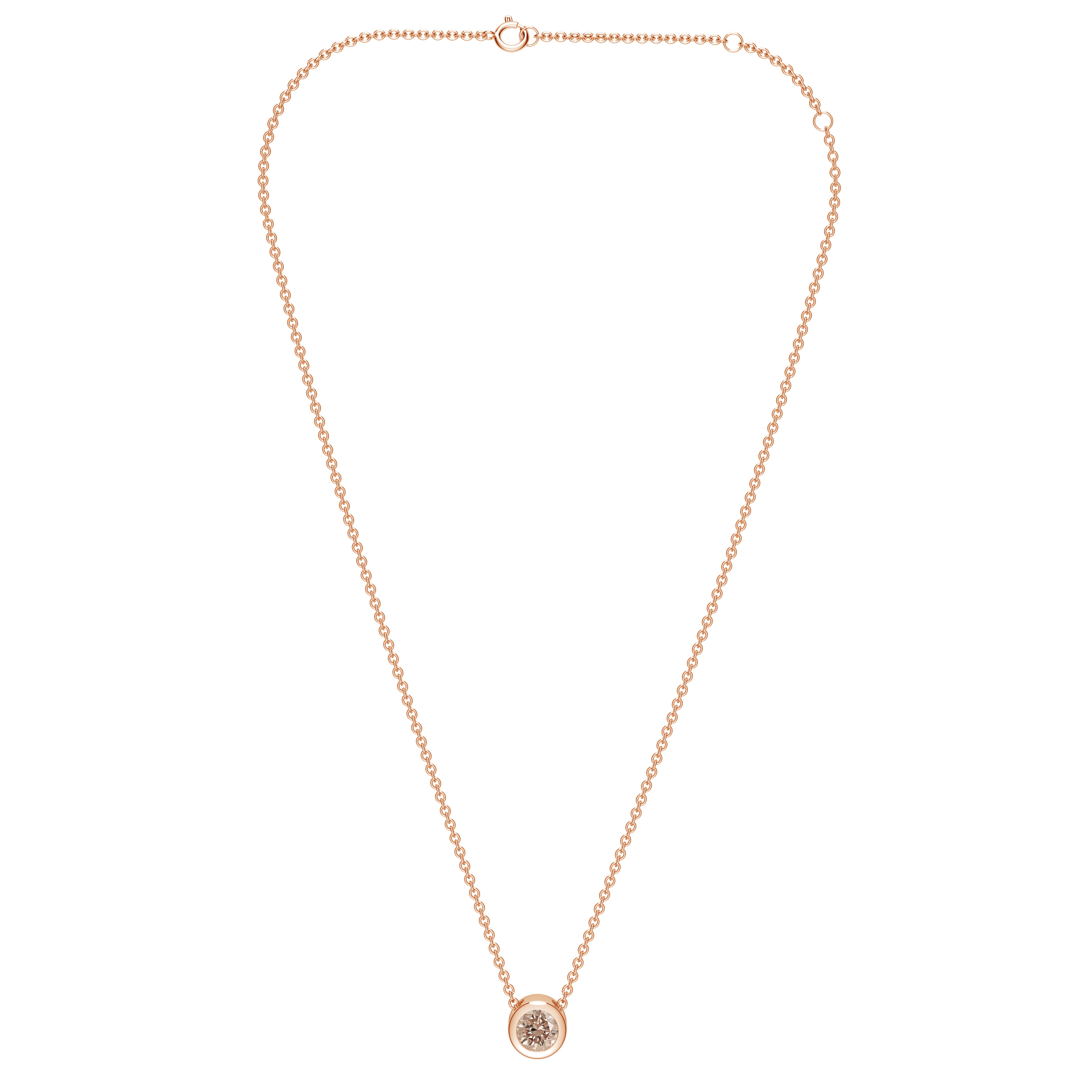  Colier Aur Roz 14k, Diamant Solitaire Champagne 0.11 Ct FG 2