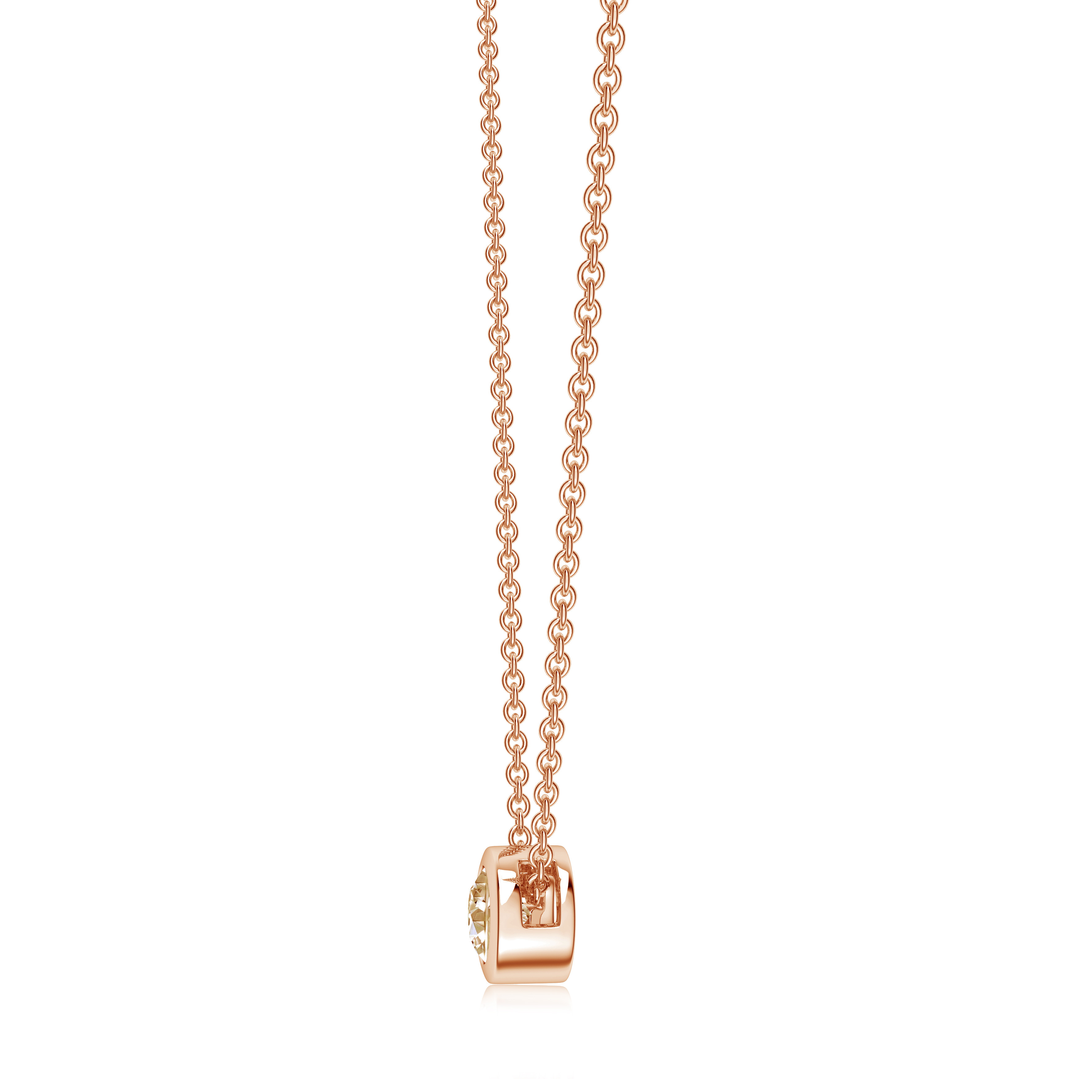  Colier Aur Roz 14k, Diamant Solitaire Champagne 0.11 Ct FG 3