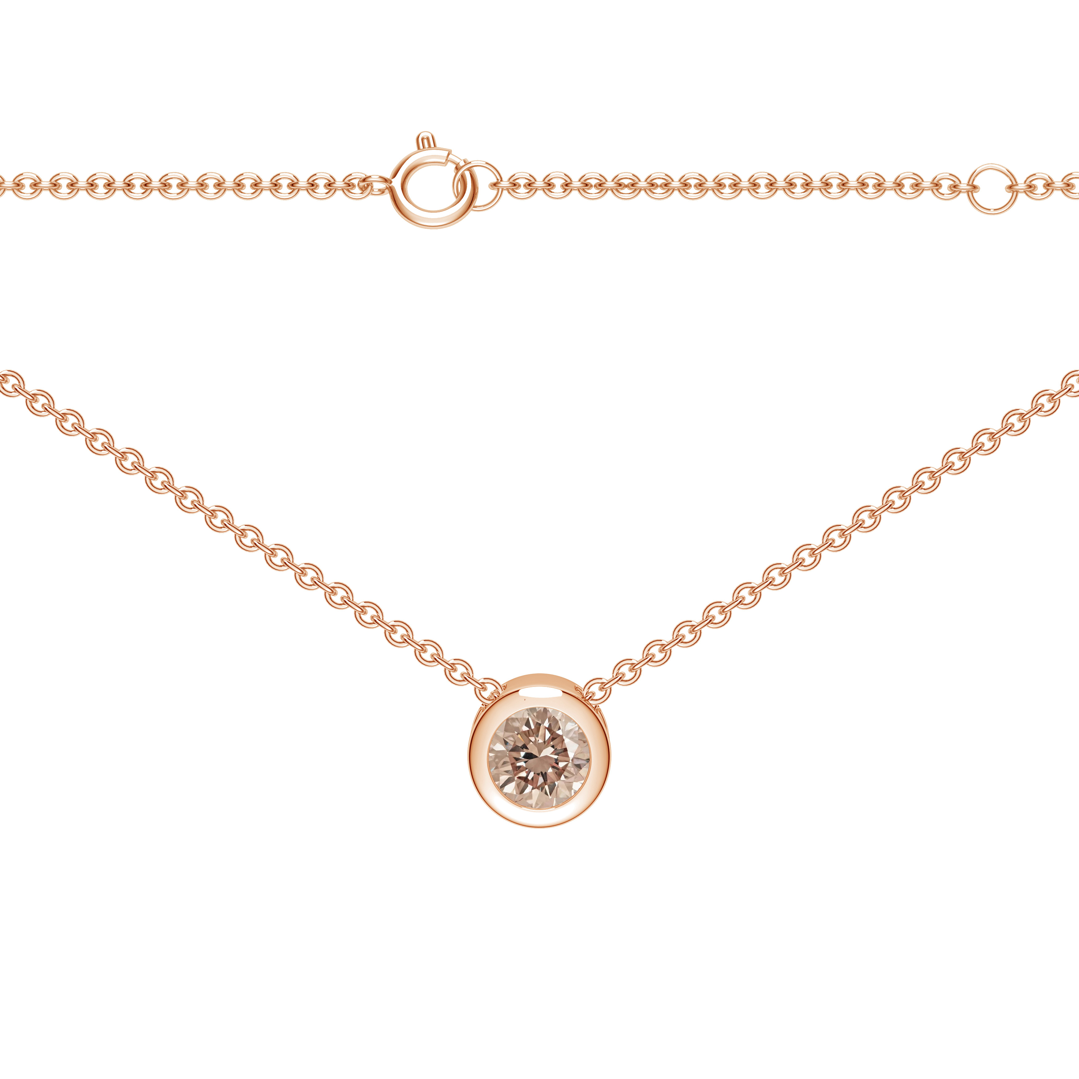  Colier Aur Roz 14k, Diamant Solitaire Champagne 0.11 Ct FG 4