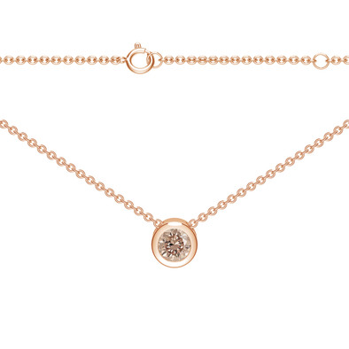  Colier Aur Roz 14k, Diamant Solitaire Champagne 0.11 Ct FG 4