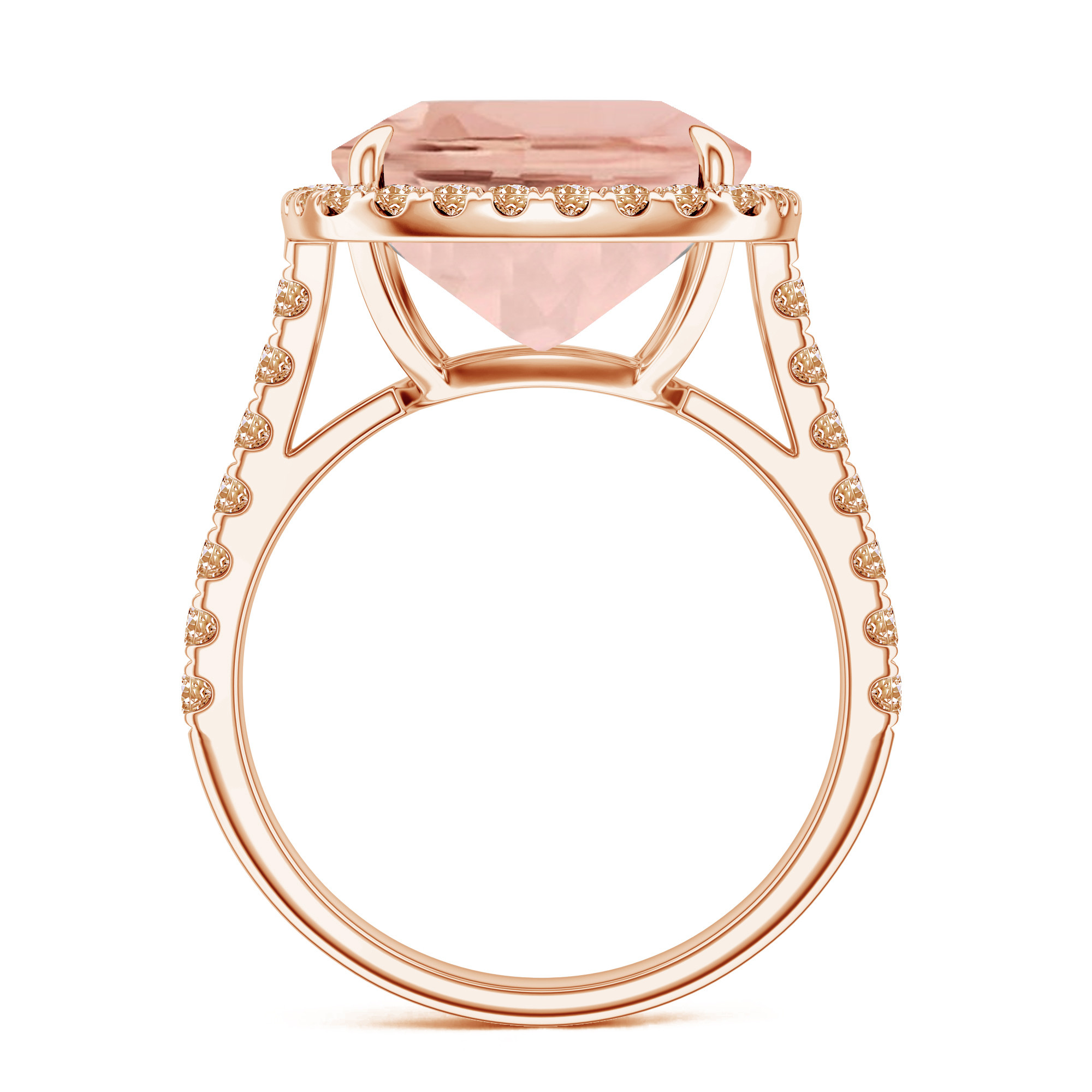  Inel Aur Roz 18k, Morganit 6.85 Ct, Diamante Champagne 0.75 Ct 3