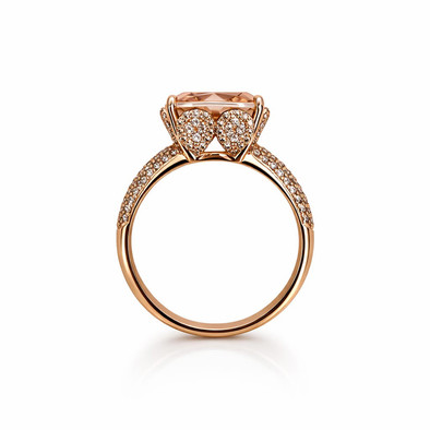  Inel Aur Roz 18k, Morganit 5.95 Ct, Diamante Champagne 1.08 Ct 3