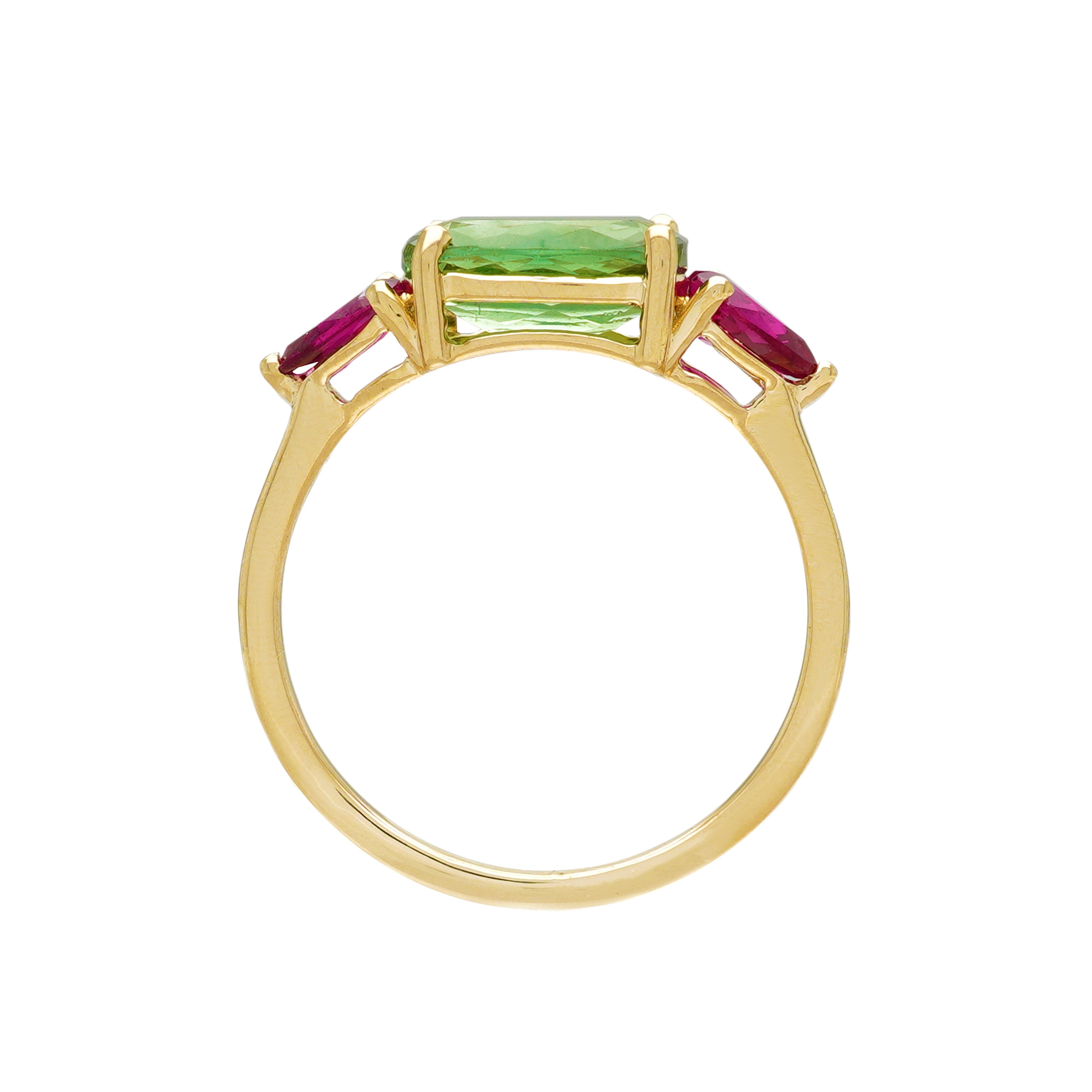  Inel Aur Galben 14k, Turmalina 2.00 ct, Rubin 0.70 ct 3