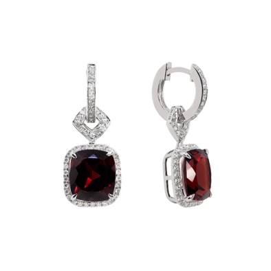  Cercei Aur Alb 18k, Granat 6.80 ct, Diamante 0.51 ct 3
