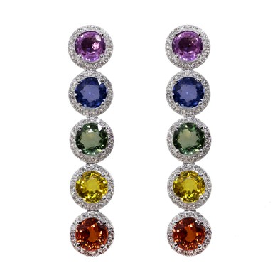  Cercei Aur 18k, Safire 10.22 ct, Diamante 0.89 ct 1