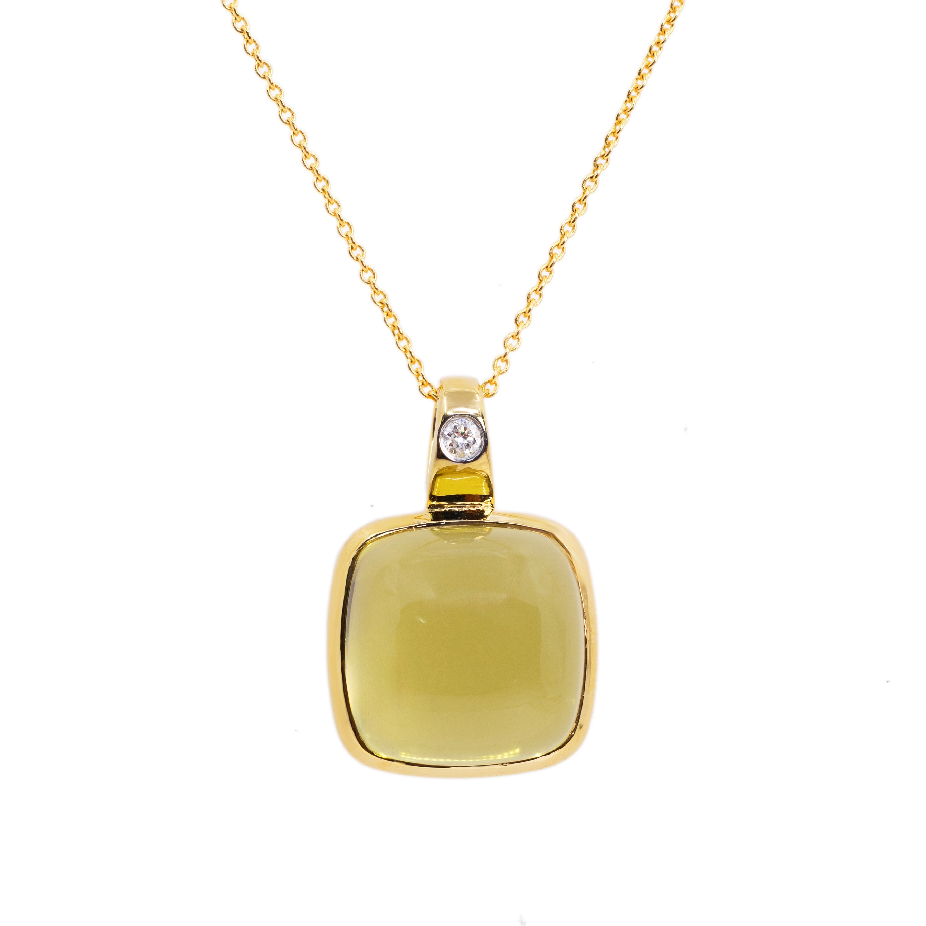  Colier Aur Galben 18k, Lemon Cuart 12.20 ct, Diamant 0.06 ct 1