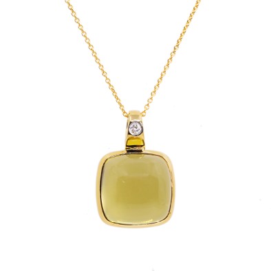  Colier Aur Galben 18k, Lemon Cuart 12.20 ct, Diamant 0.06 ct 1