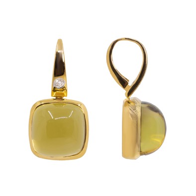  Cercei Aur Galben 18k, Lemon Cuart 24 ct, Diamante 0.08 ct 3