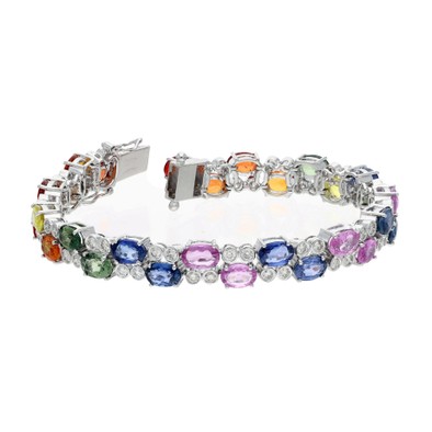  Bratara Aur Alb 18k, Safire Fancy 15.88 ct, Diamante 1.61 ct 3