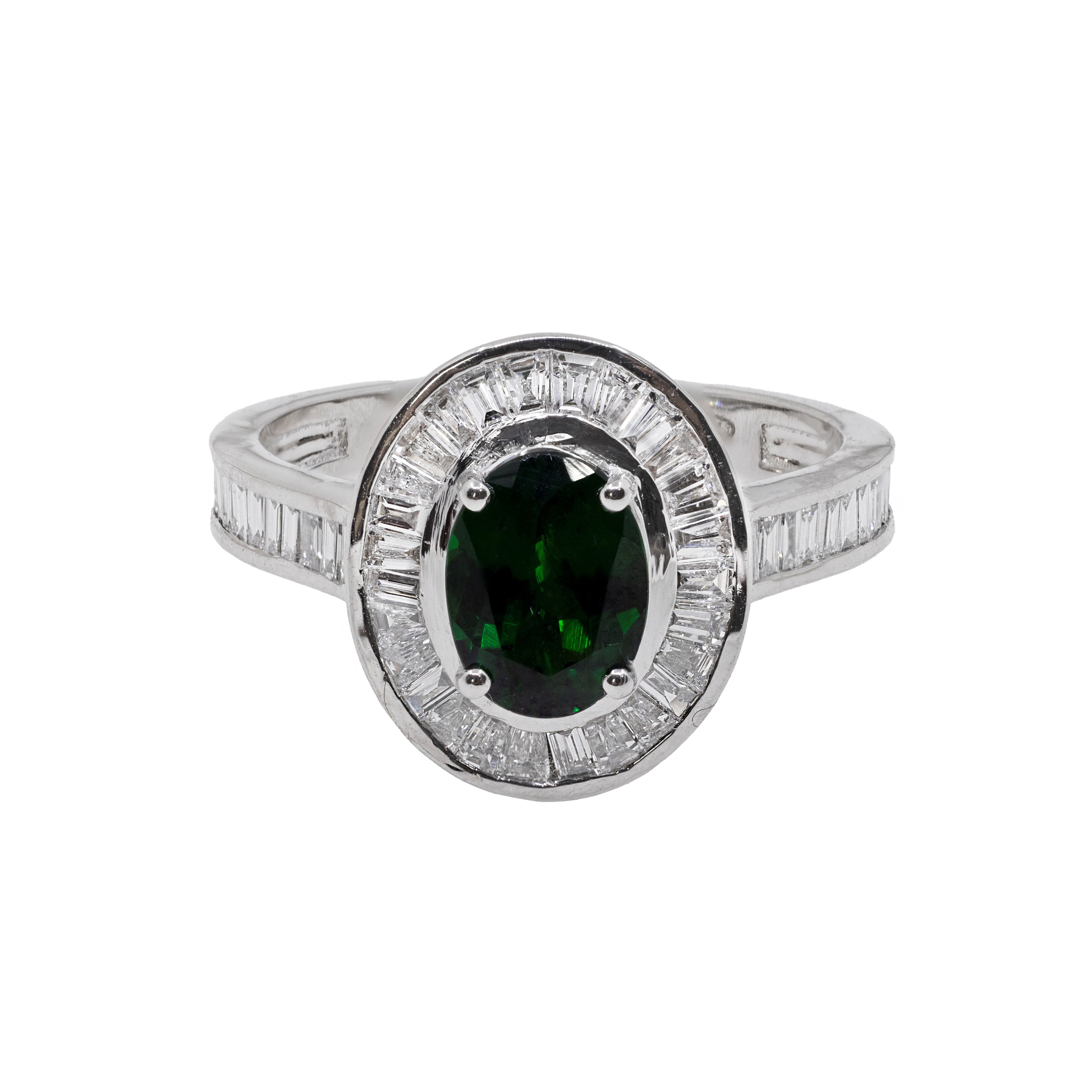  Inel Aur 18k, Tsavorit 1.35 ct, Diamante 0.79 ct 1