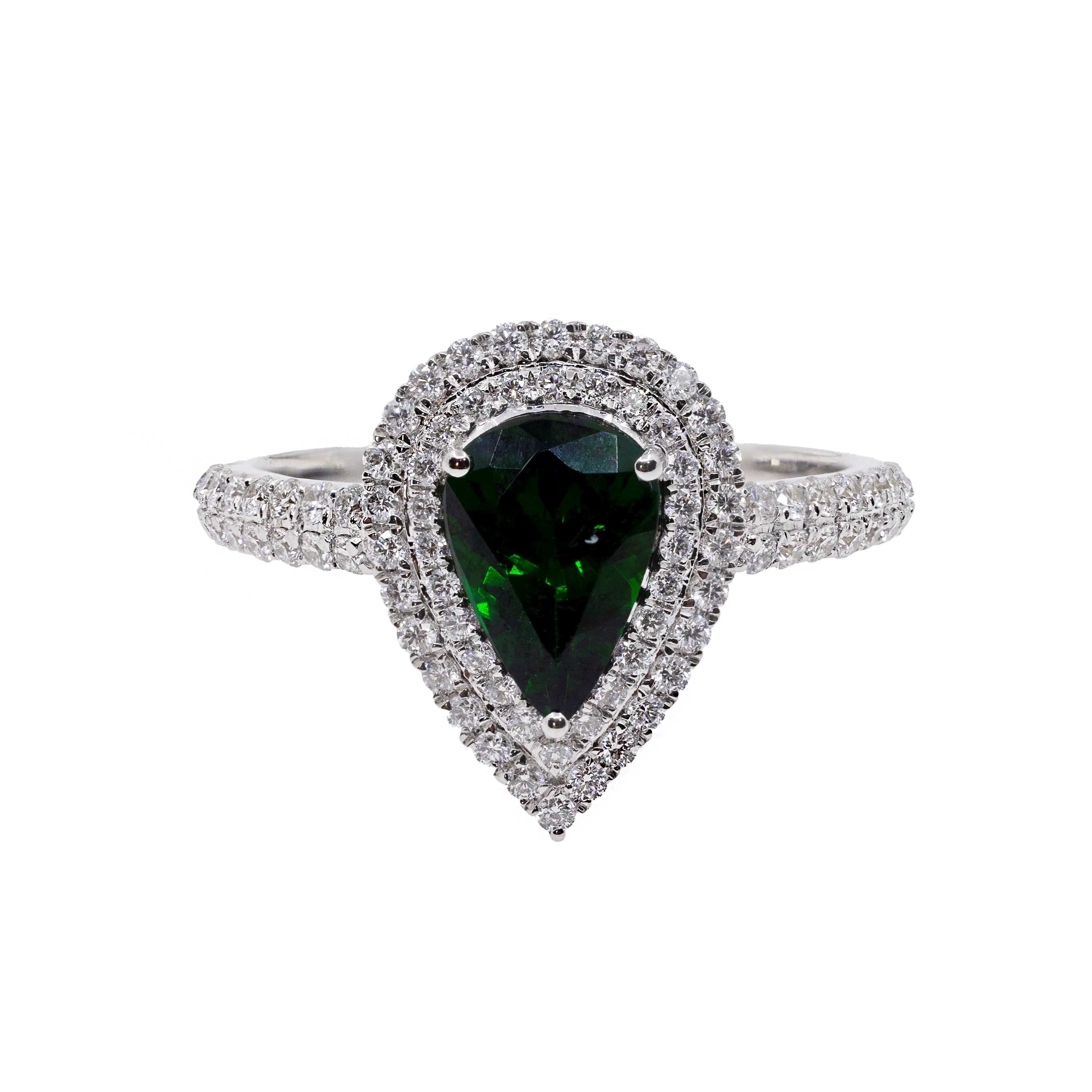  Inel Aur 18k, Tsavorit 1.32 ct, Diamante 0.56 ct 1