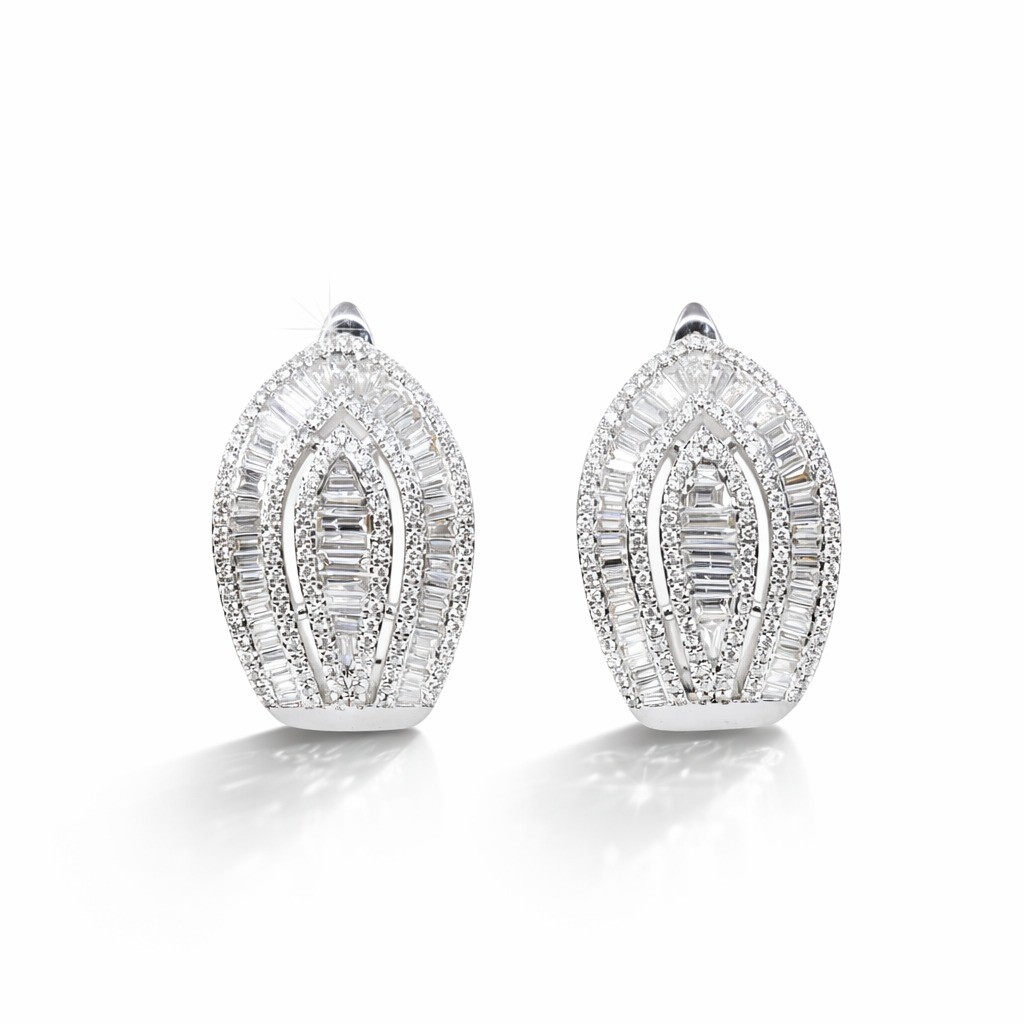  Cercei Aur Alb 14K, Diamante 2.50 Ct 1