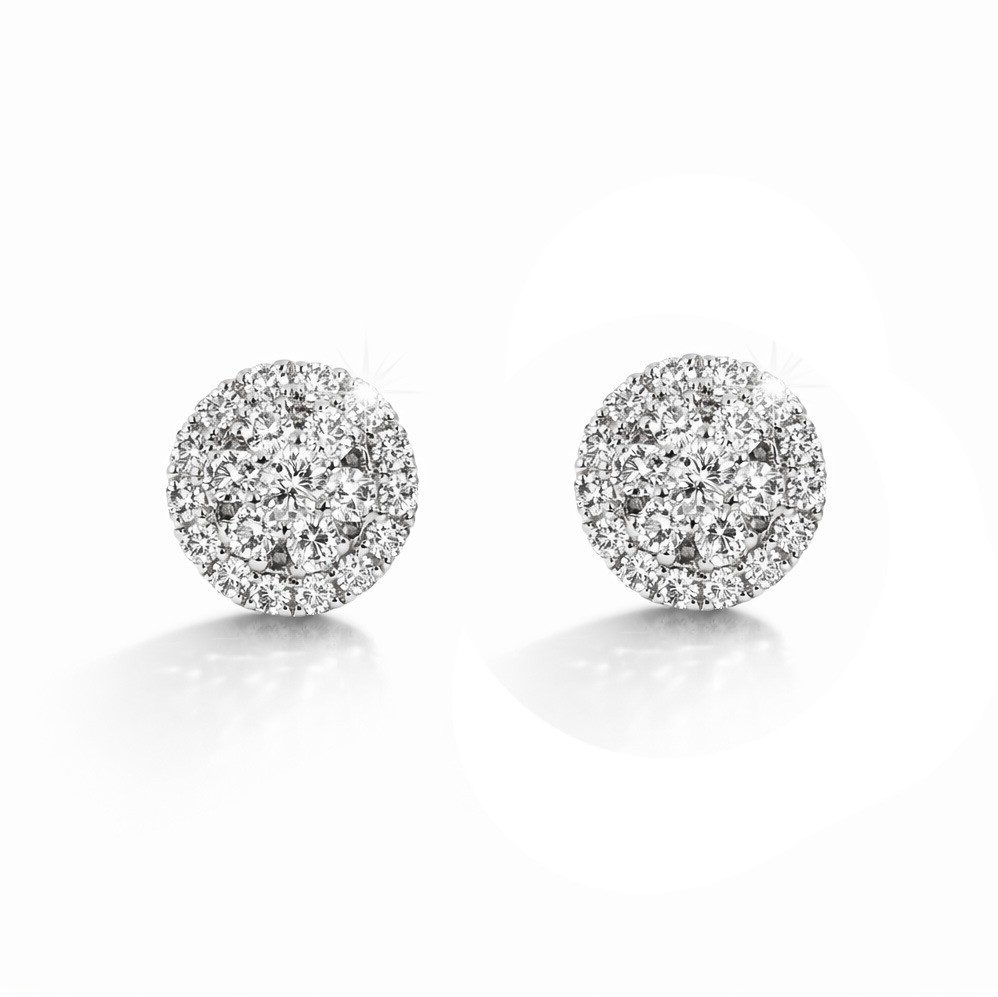  Cercei Aur Alb 14K, Diamante 0.94 Ct 1