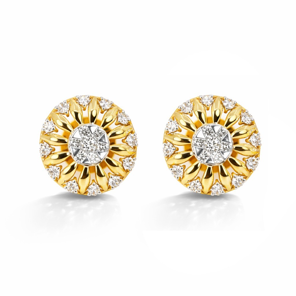  Cercei Aur Galben 18K, Diamante 0.65 Ct 1