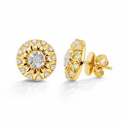  Cercei Aur Galben 18K, Diamante 0.65 Ct 2