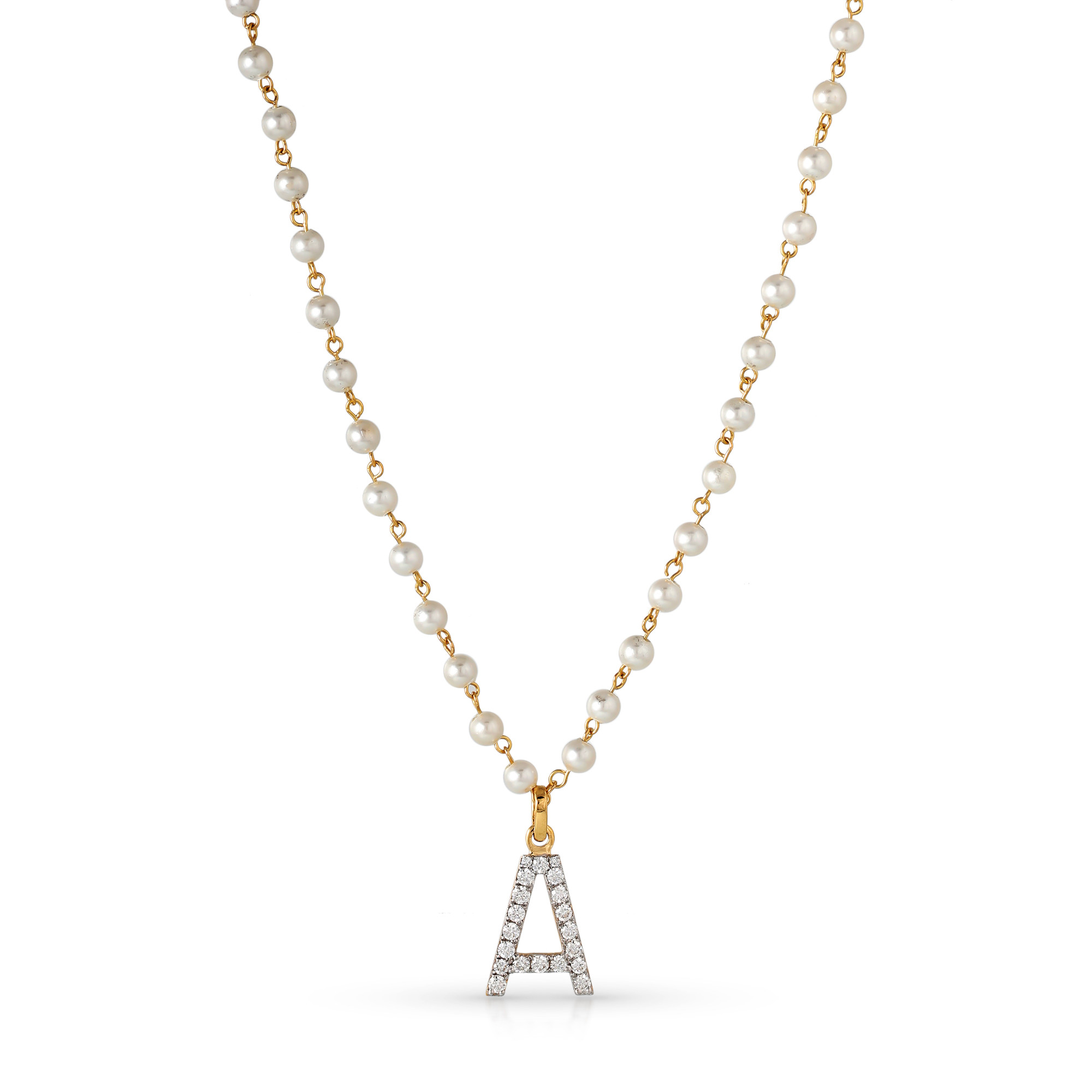  Colier Aur Galben 14K, Perle 11.20 Ct, Safire Albe 0.50 Ct, litera A 