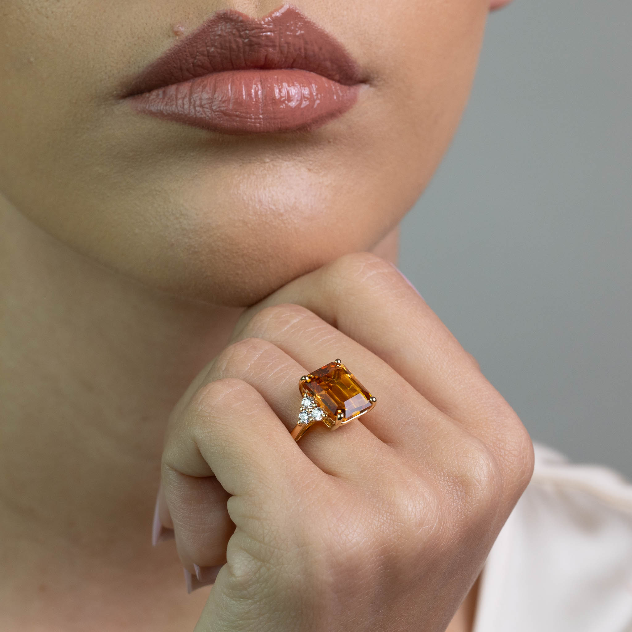  Inel Aur Galben 18k, Citrin 6.10 Ct, Diamante 0.46 Ct 2