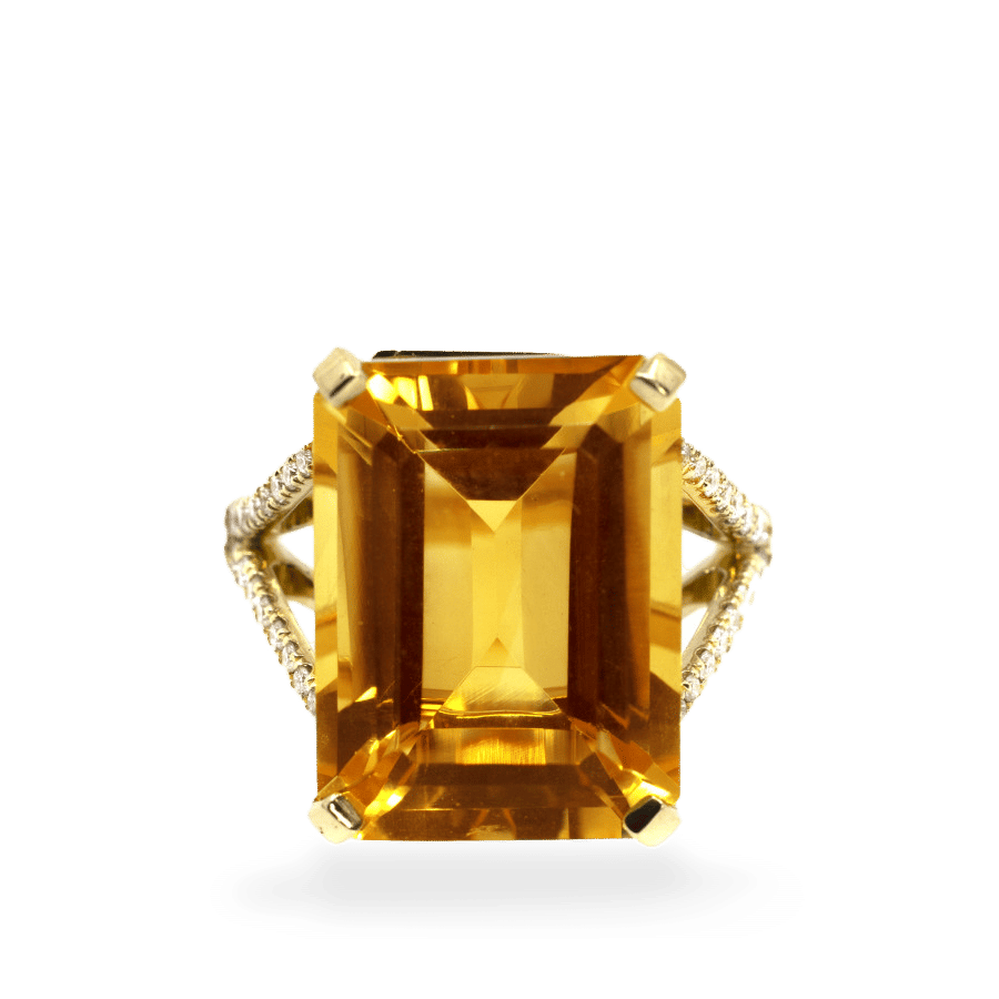  Inel Aur  Galben 18K, Citrin 11.90 Ct, Diamante 0.24 ct 1