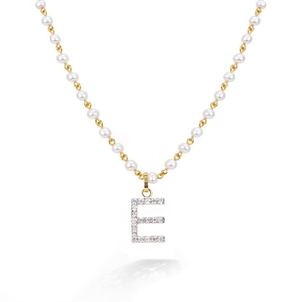  Colier Aur Galben 14K, Perle 11.20 Ct, Safire Albe 0.50 Ct, litera E 