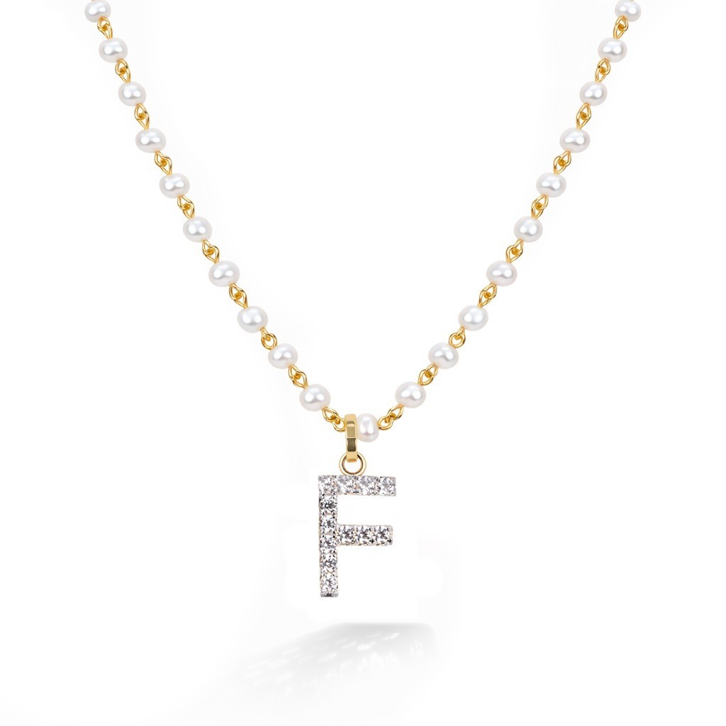  Colier Aur Galben 14K, Perle 11.20 Ct, Safire Albe 0.50 Ct, litera F 