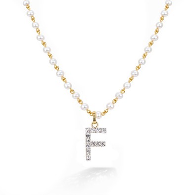  Colier Aur Galben 14K, Perle 11.20 Ct, Safire Albe 0.50 Ct, litera F 