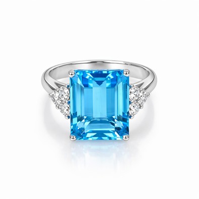  Inel Aur Alb 18k, Swiss Topaz 8.90 Ct, Diamante 0.46 Ct 1
