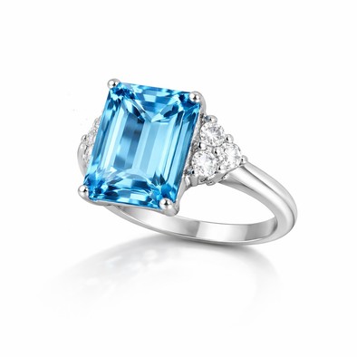  Inel Aur Alb 18k, Swiss Topaz 8.90 Ct, Diamante 0.46 Ct 2