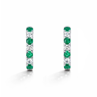  Cercei Aur Alb 14K, Smaralde 0.30 Ct , Diamante Albe 0.17 Ct 1