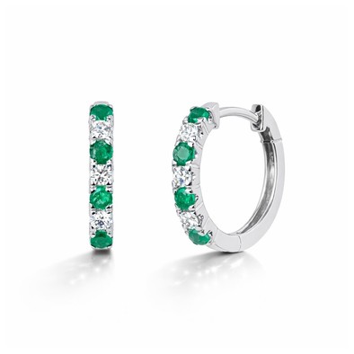  Cercei Aur Alb 14K, Smaralde 0.30 Ct , Diamante Albe 0.17 Ct 2