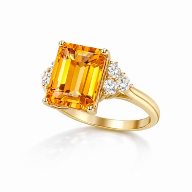  Inel Aur Galben 18k, Citrin 6.10 Ct, Diamante 0.46 Ct 3
