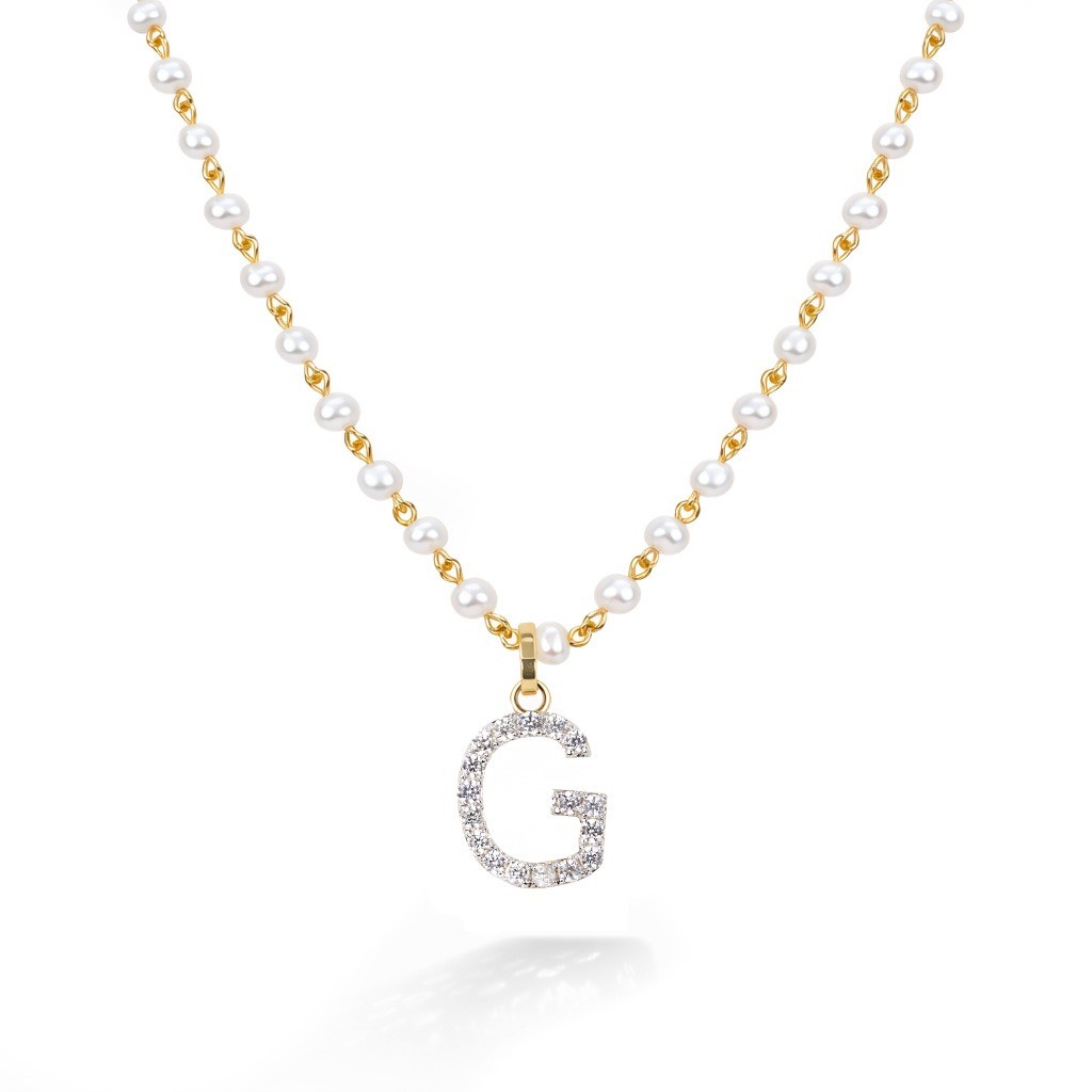  Colier Aur Galben 14K, Perle 11.20 Ct, Safire Albe 0.50 Ct, litera G 