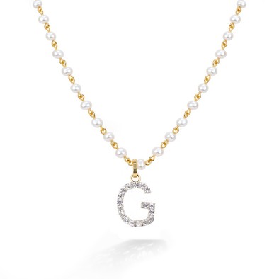  Colier Aur Galben 14K, Perle 11.20 Ct, Safire Albe 0.50 Ct, litera G 