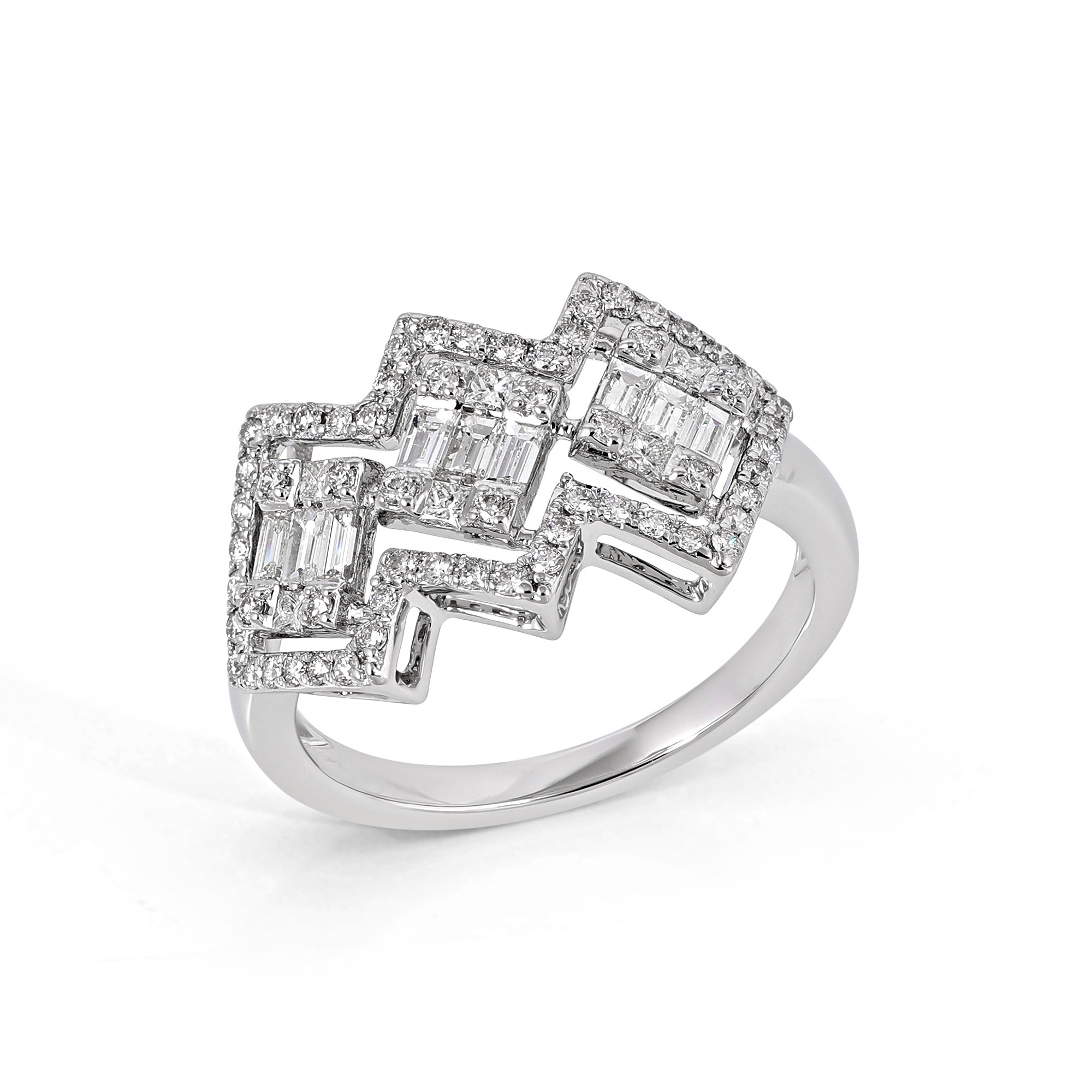  Inel Aur Alb 14K, Diamante 0.76 Ct 2