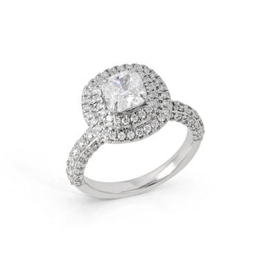  Inel Aur Alb 18k, Diamant Solitaire 1.01 Ct D/VS2, Diamante Laterale 1.08 Ct 3