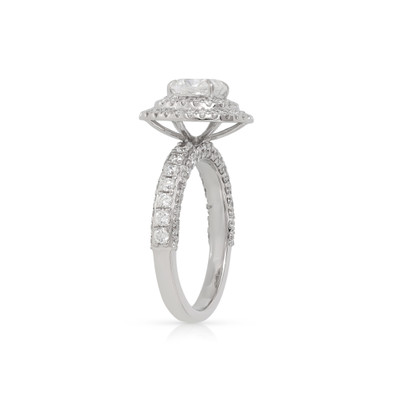  Inel Aur Alb 18k, Diamant Solitaire 1.01 Ct D/VS2, Diamante Laterale 1.08 Ct 5