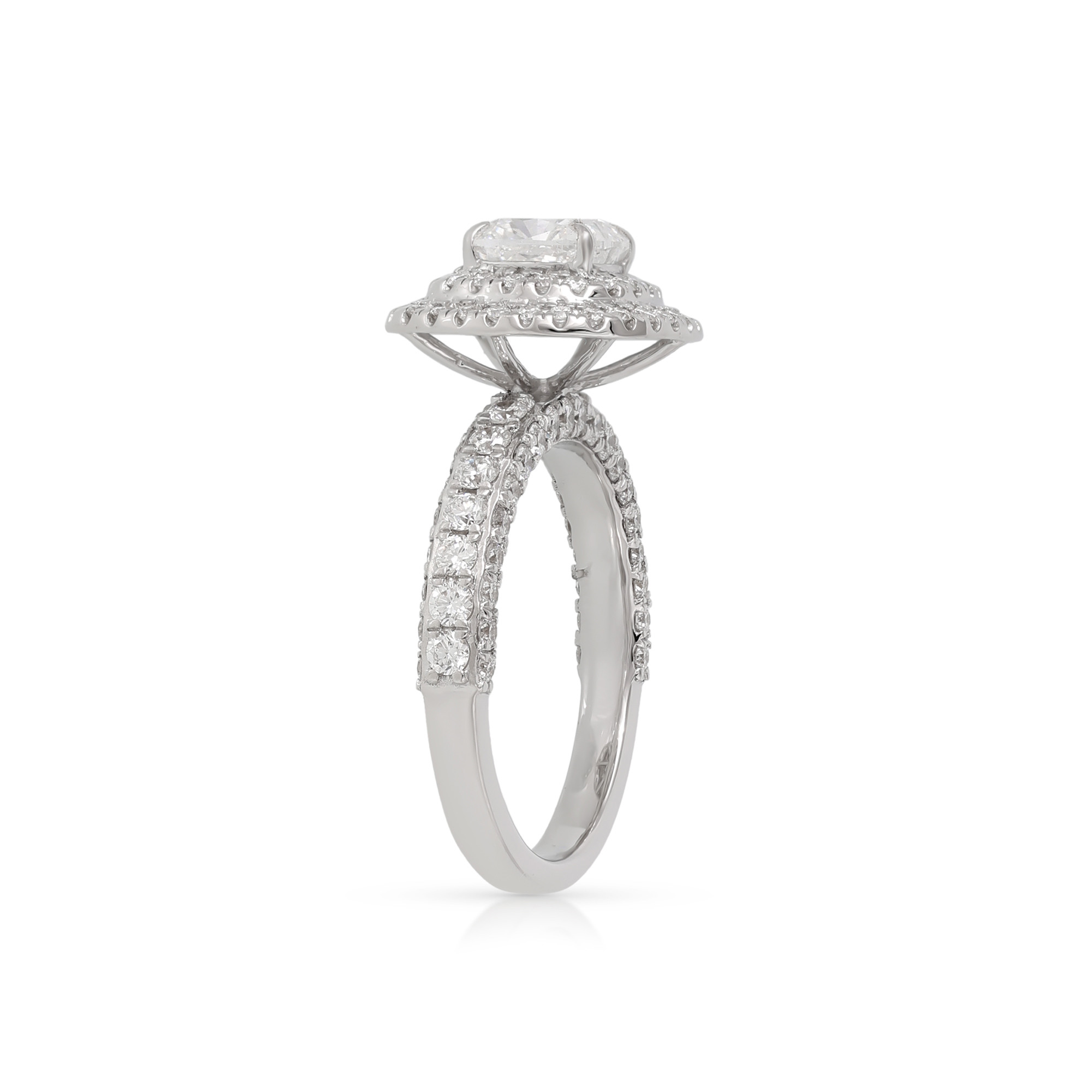  Inel Aur Alb 18k, Diamant Solitaire 1.00 Ct D/VS2, Diamante Laterale 1.08 Ct 3
