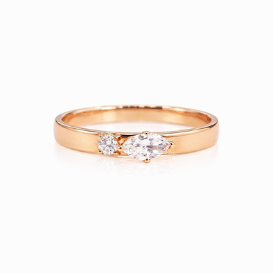  Inel Aur Roz 18k, Diamante 0.28 Ct 1